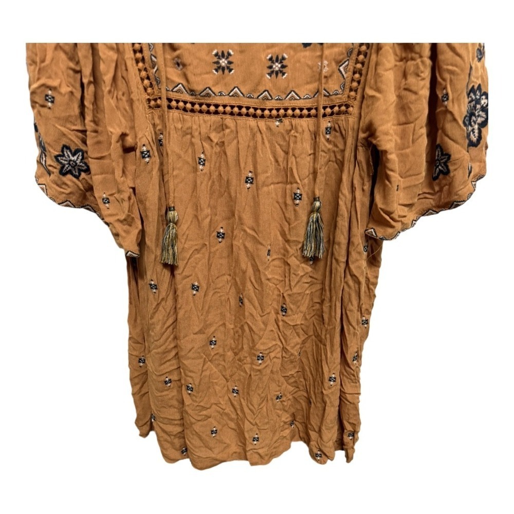 Coco + Jaimeson Brown Boho Bohemian Short Dress Size Large Festival Hippie - Picture 3 of 5